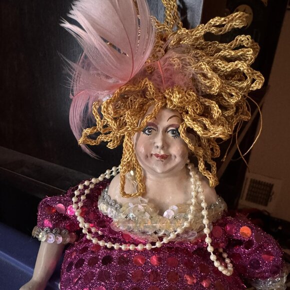 WAYNE KLESKI artistic Pink 12 inch sequin MERMAID shelf sitter - Picture 3 of 4